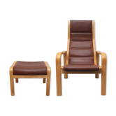 1980s relax-chair with footstool, Yngve Ekström for Swedense