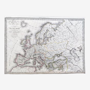 Carte ancienne de l'Europe vers l'an 350 - 1842