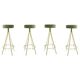Tabourets de bar italiens circulaires en laiton et velours de coton de style mid-century