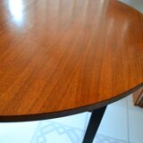 Dining table Pierre Guariche, teak and black steel from the 1960s with extension.