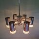 Space Age chandelier in chrome metal and brass, 1970s