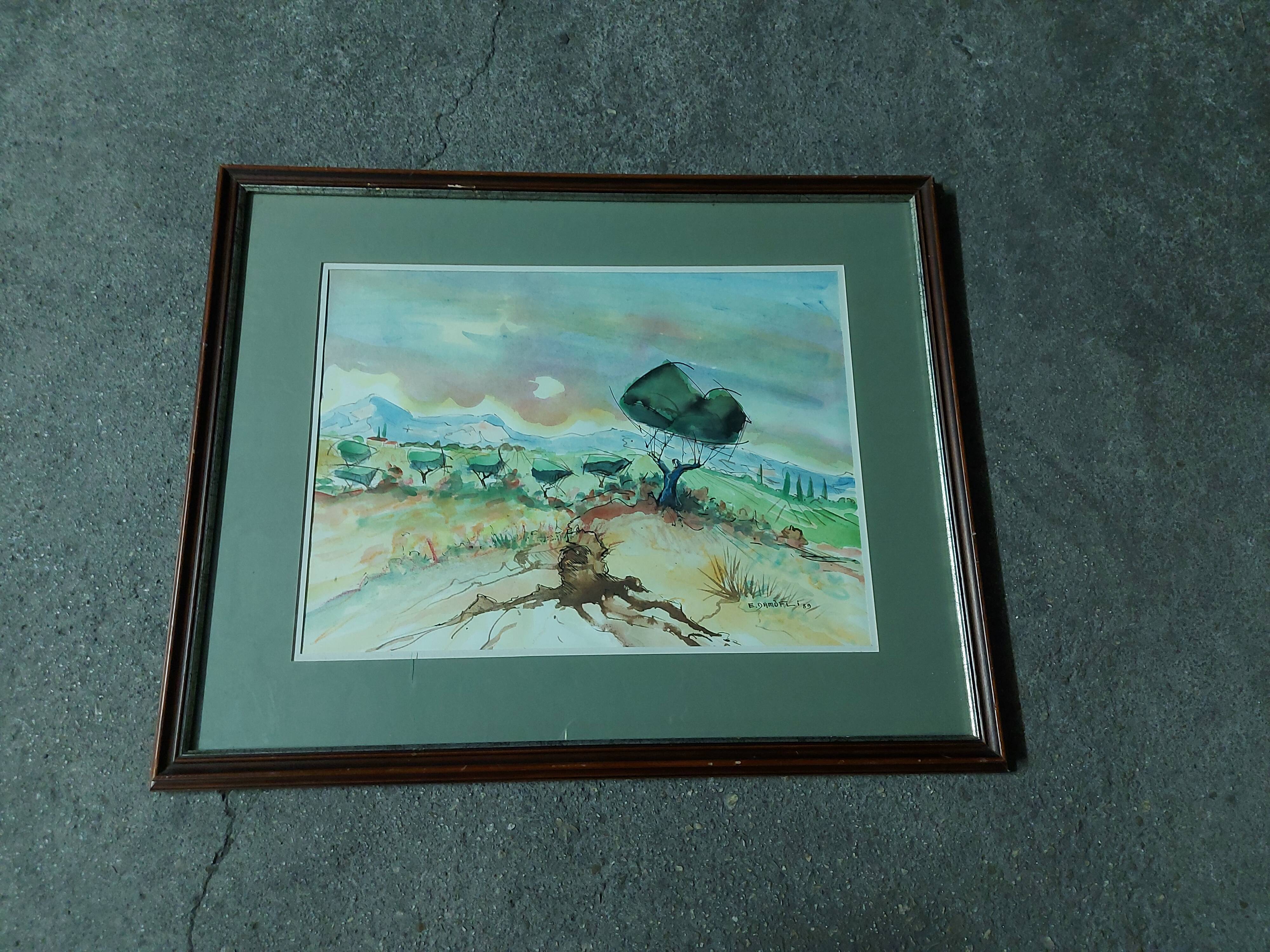 Tableau , aquarelle paysage provencal
