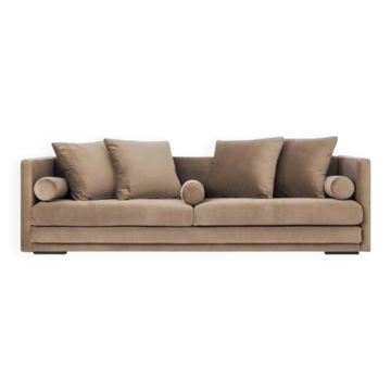 Sofa Malmo en velours marron, design scandinave