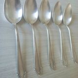 Set of 5 large silver metal spoons