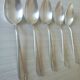 Set of 5 large silver metal spoons