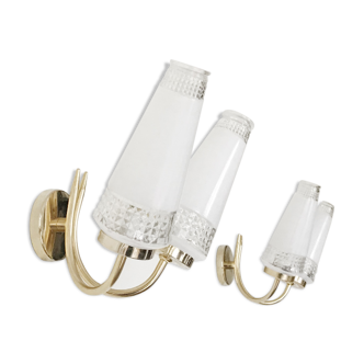Pair wall lamp neo classic double golden 1960