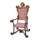 Un trône ou fauteuil d'apparat imposant , en bois sculpté XIX siecle