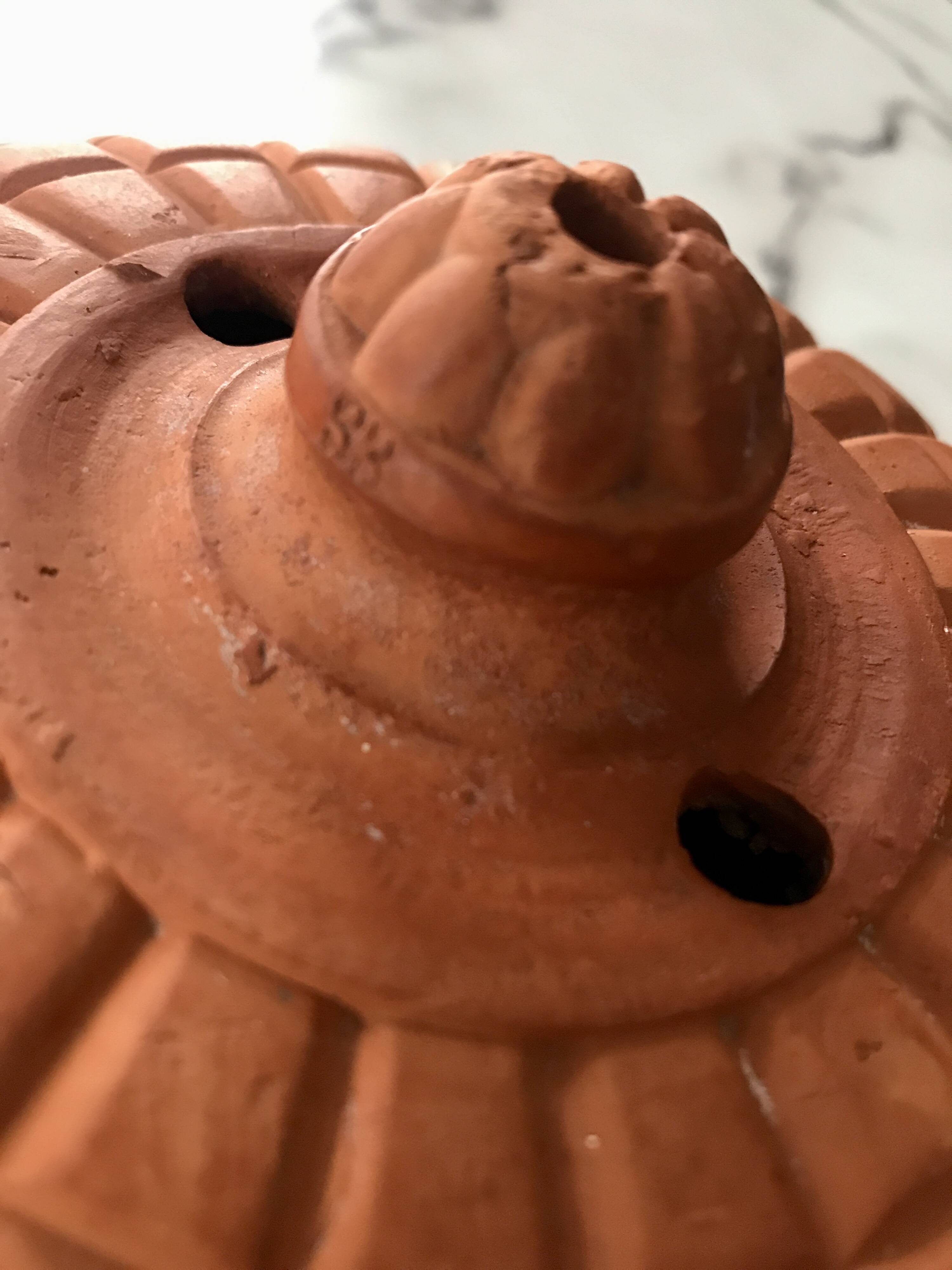 Old terracotta butter dish