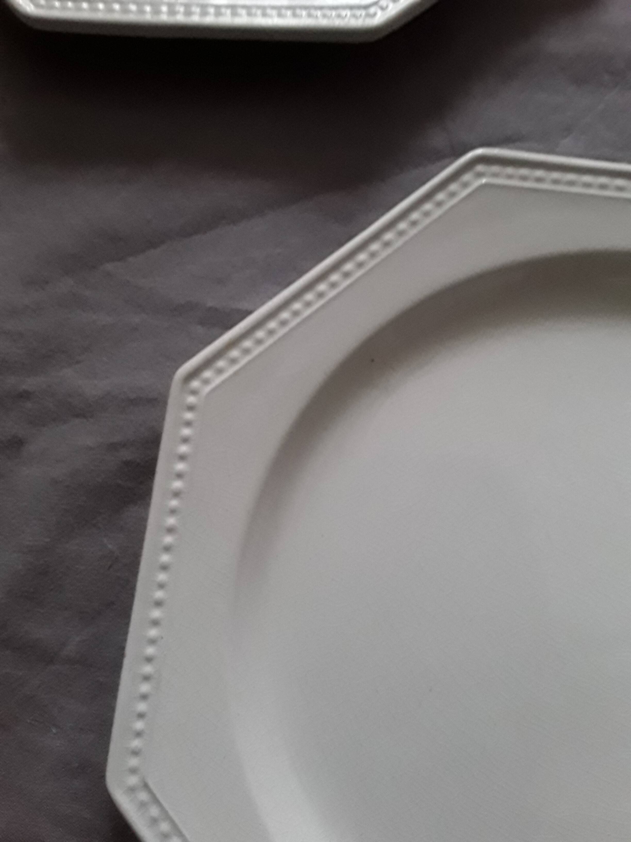 Set of 3 pearl plates from Creil and Montereau