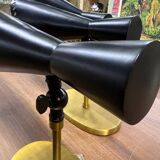 3 Scandinavian style black metal cornet wall lights, 1970