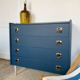 Commode bleu nuit pieds compas