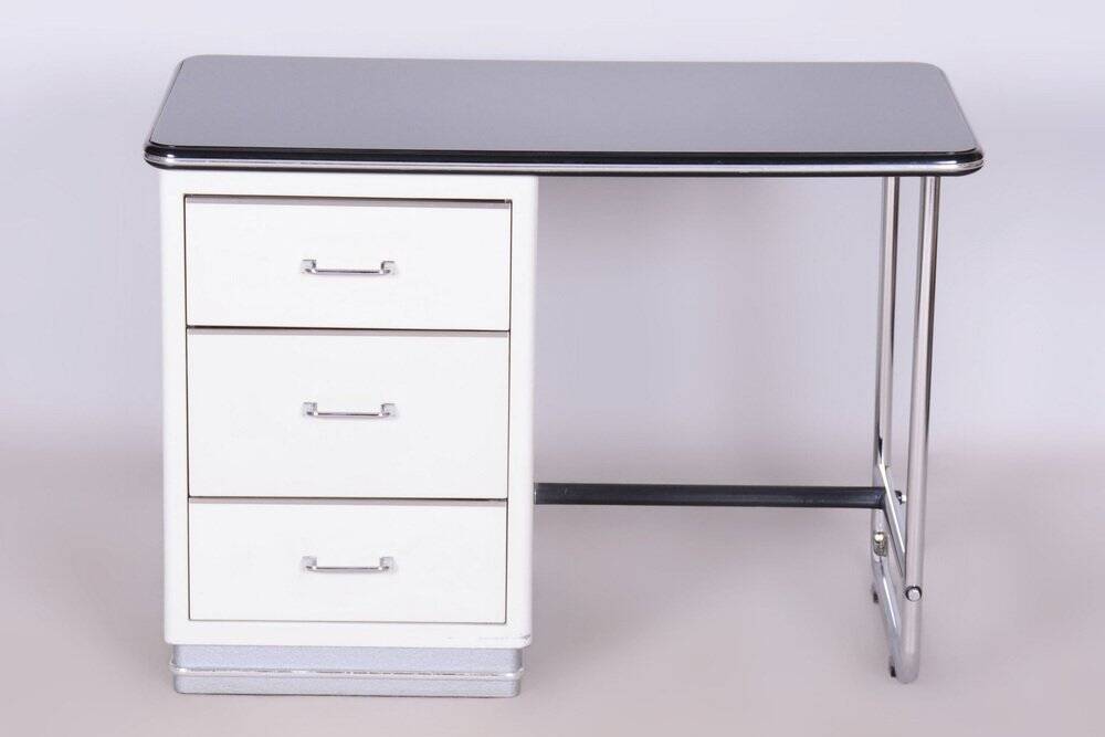 Bauhaus Writing Desk, Steel, Glass, Germany, 1940s