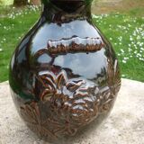 Dark brown ceramic potiche