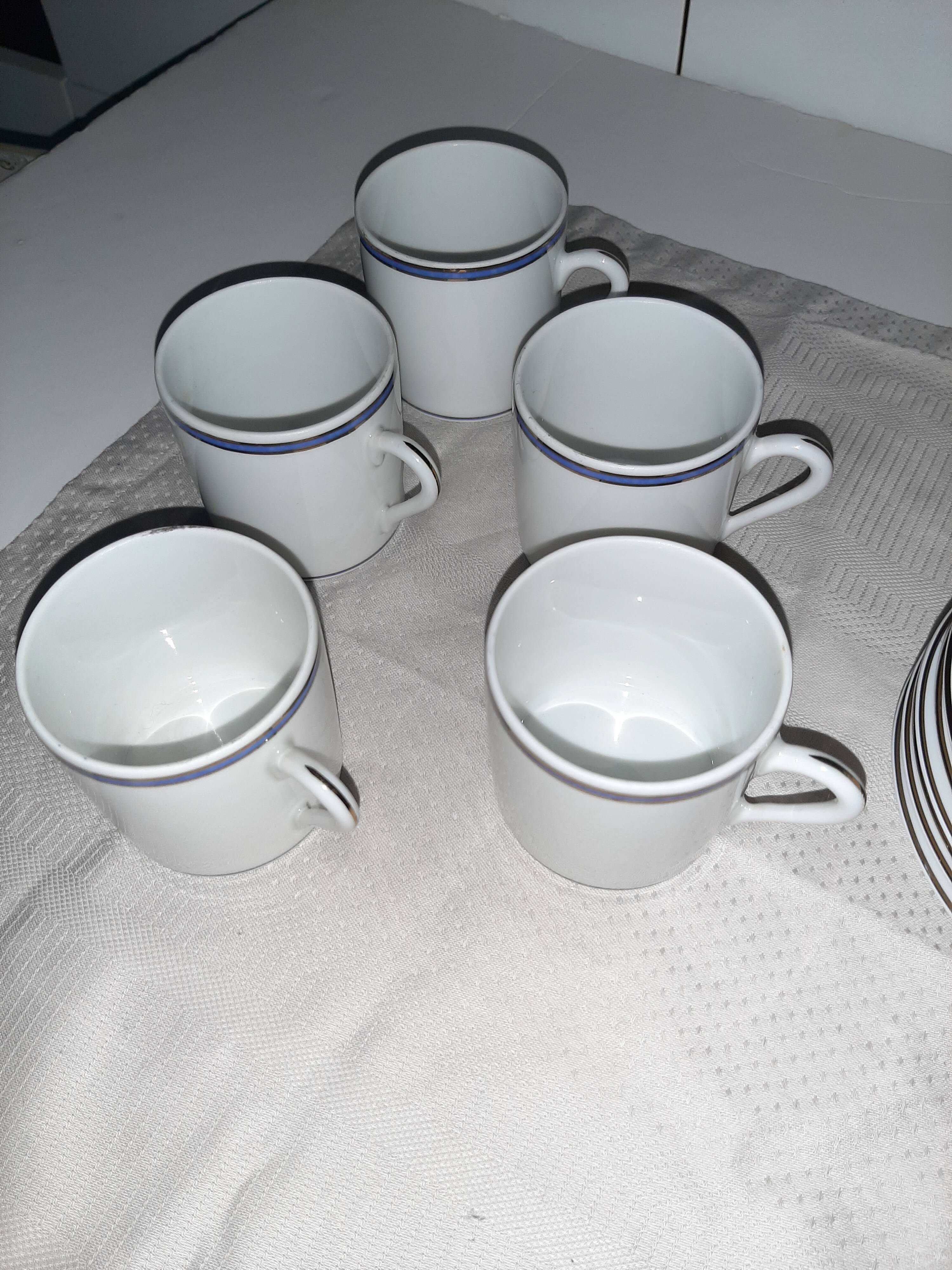 6 Christofle bandeea blue porcelain coffee cups