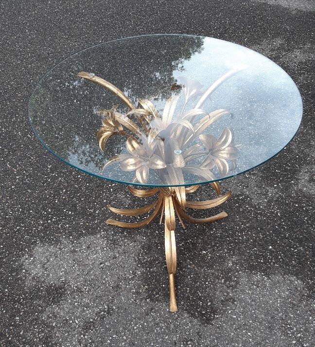 Gold metal side table 1970