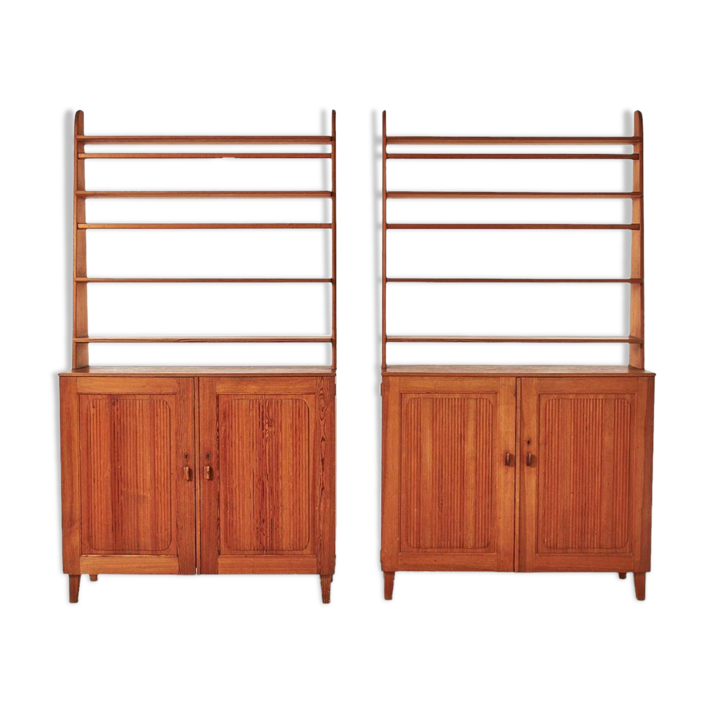 Pine libraries by Carl Malmsten with cabinets, pair, Sweden, 20th century