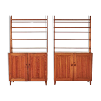Pine libraries by Carl Malmsten with cabinets, pair, Sweden, 20th century