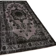 Hand-knotted antique turkish 1970s 150 cm x 291 cm black carpet