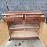 Low Parisian sideboard in solid wood 2 doors 2 drawers art deco handles