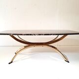 Coffee table in marble and bronze,france circa 1970
