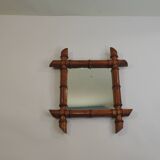 Antique mercury mirror in turned bamboo-style wood – Rare 19th century piece