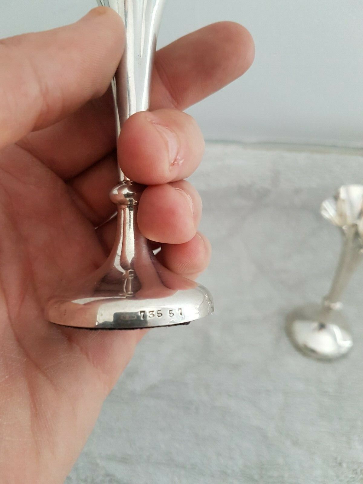 Pair of tulip vases flared collar late 19th century silver goldsmith punches