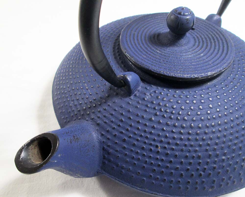Japanese teapot in blue cast iron