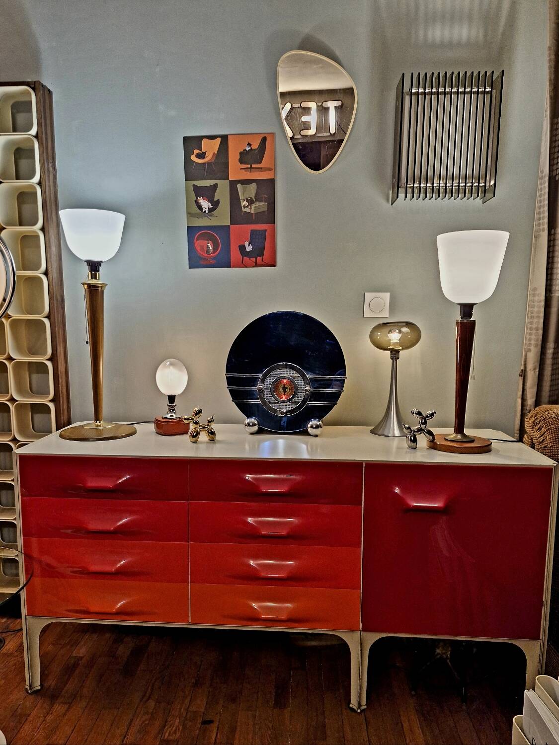 Murano glass, vintage 70s table lamp