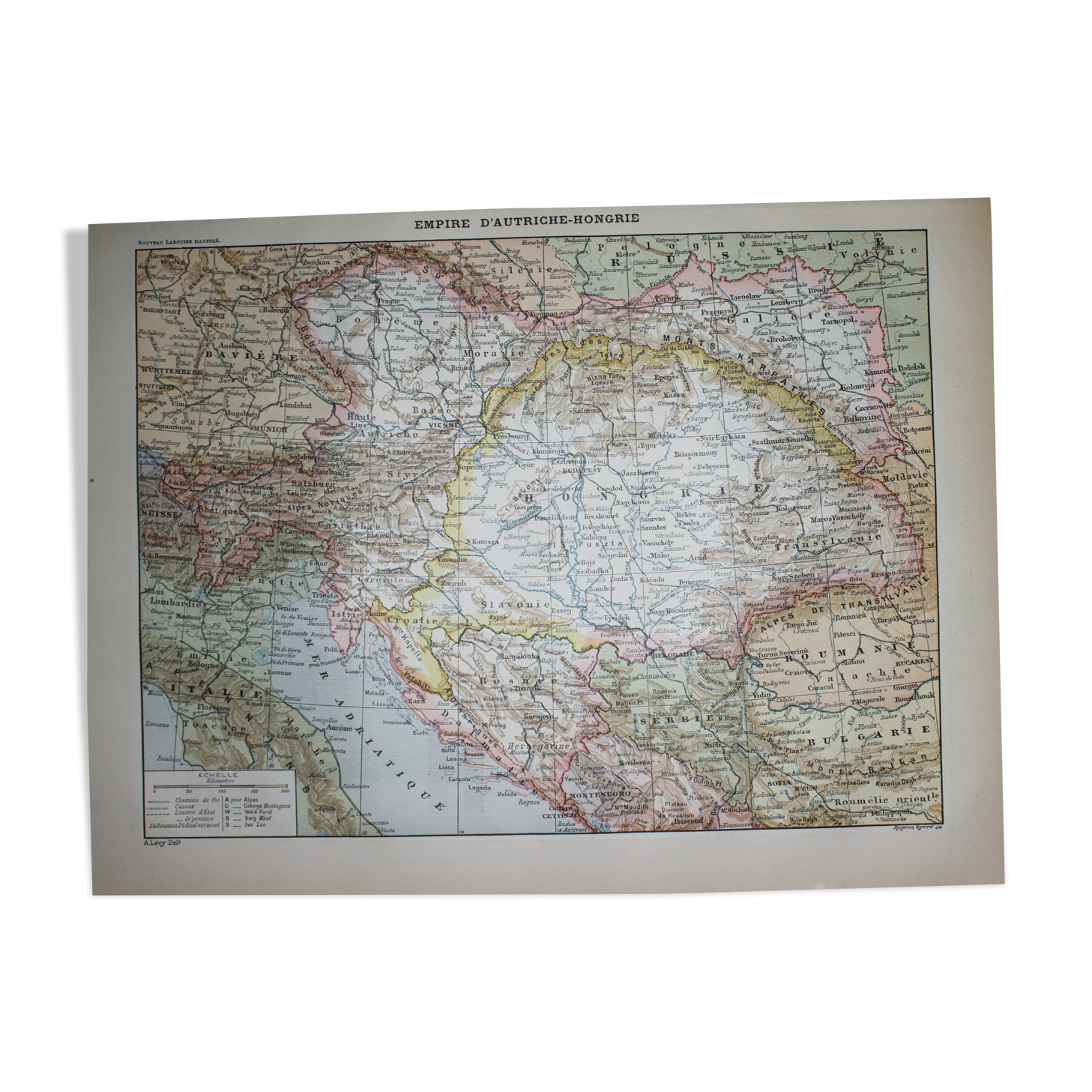 Engraving • Austro-Hungarian Empire, map • Original lithograph from 1898