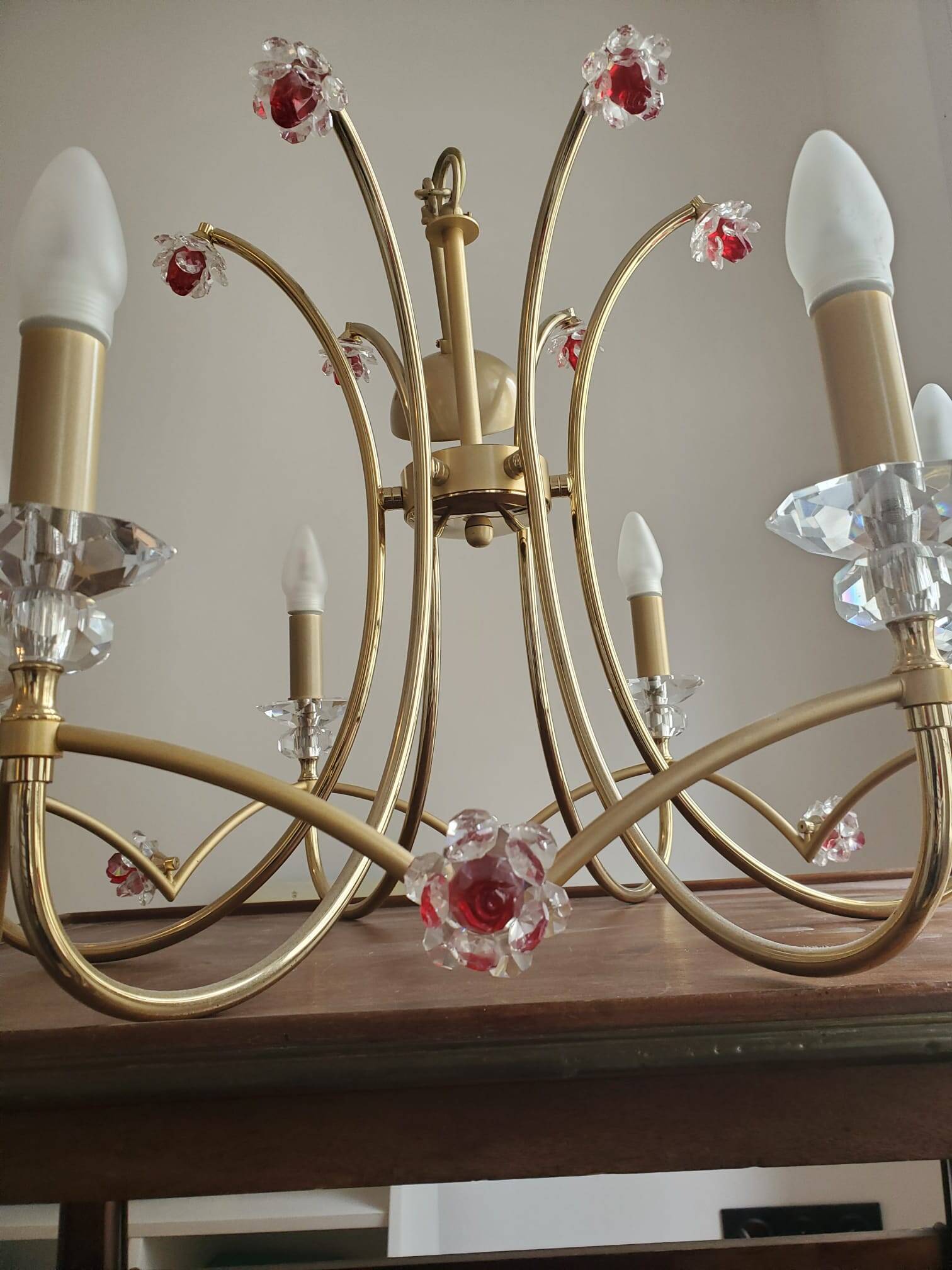 Vianden designer brass and crystal pendant light by Castro Lighting