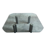 Transparent Glass and Metal Eta Beta Coffee Table by Marco Zanuso for Zanotta — 1970s Italian Modernist