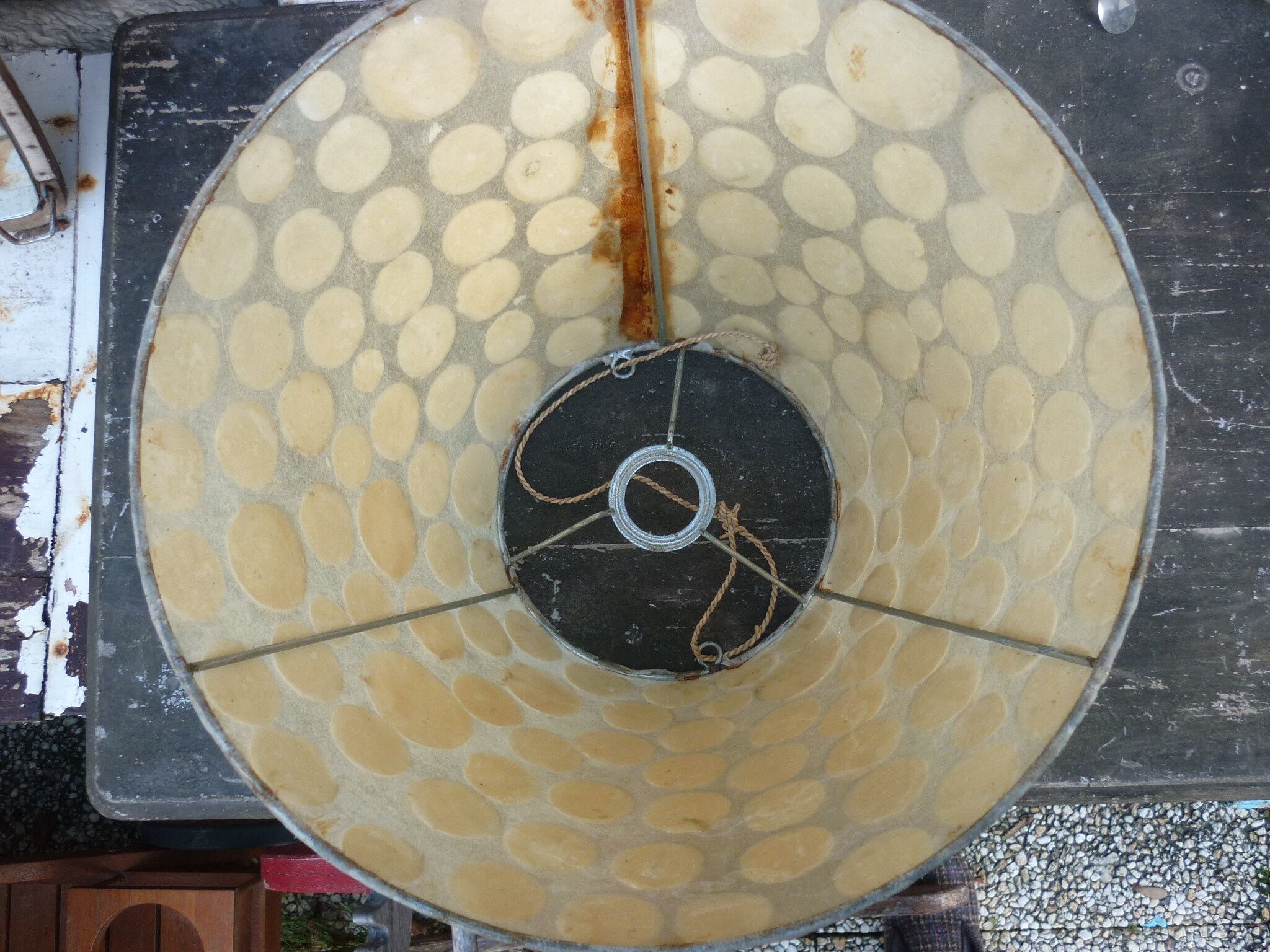 Resin lampshades and vintage mother-of-pearl lozenges
