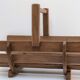 Log basket solid wood slatted vintage folk art