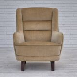 1970s, Danish highback armchair, original condition, furniture velour.