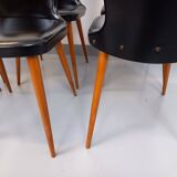Set of 6 vintage Baumann Essor chairs in beech wood and skai