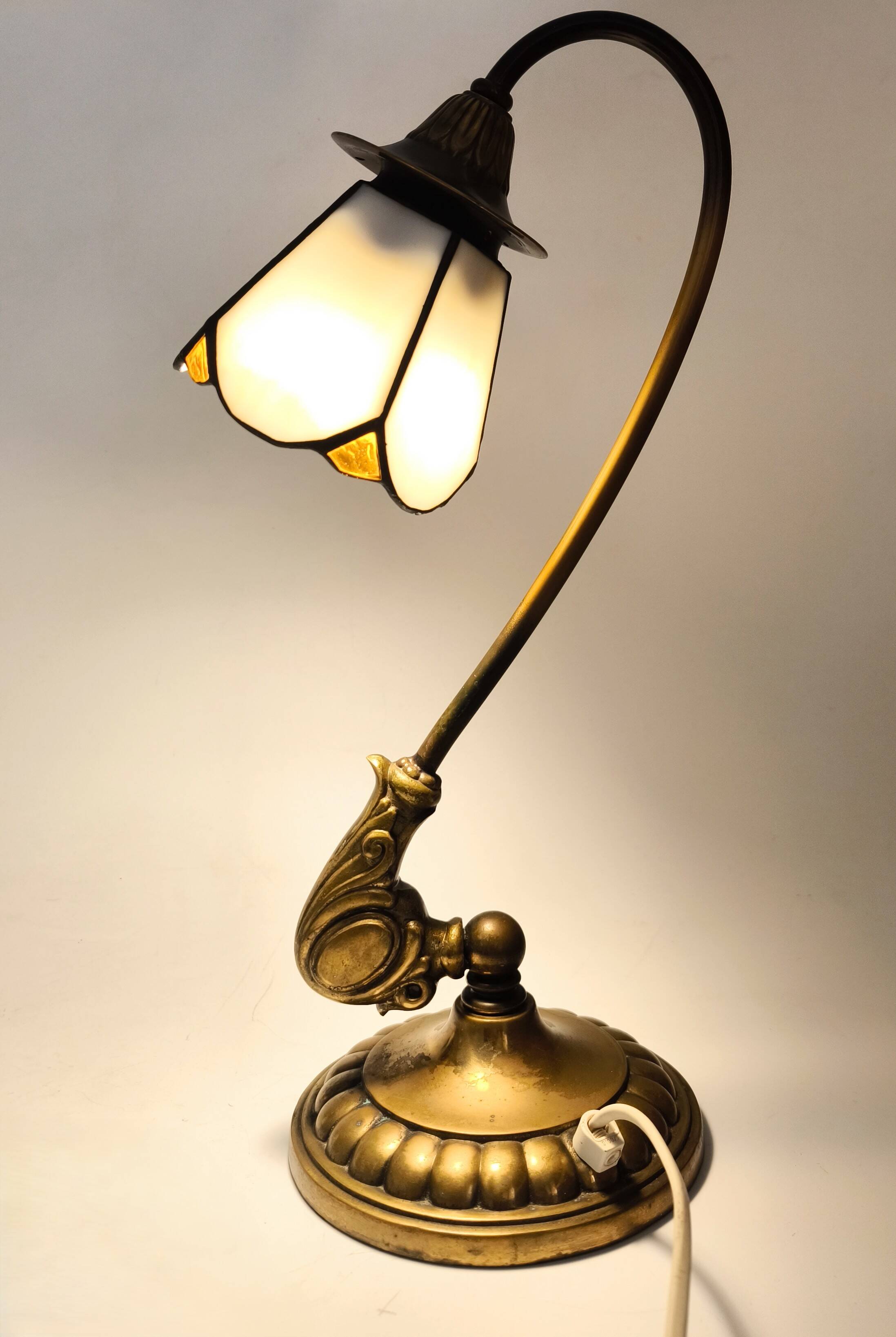 Tiffany-style bronze lamp from the mid-20th century.