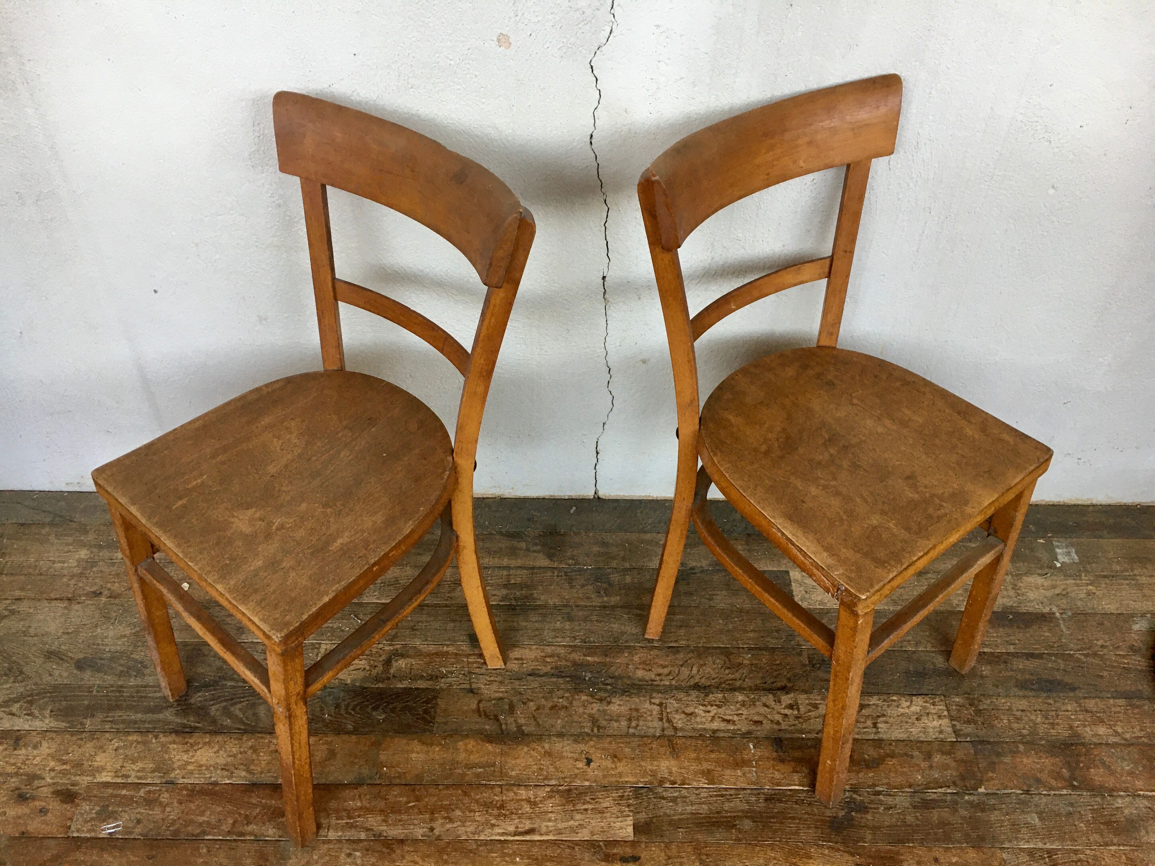 Paire de chaises bistrot troquet Fischel 1950