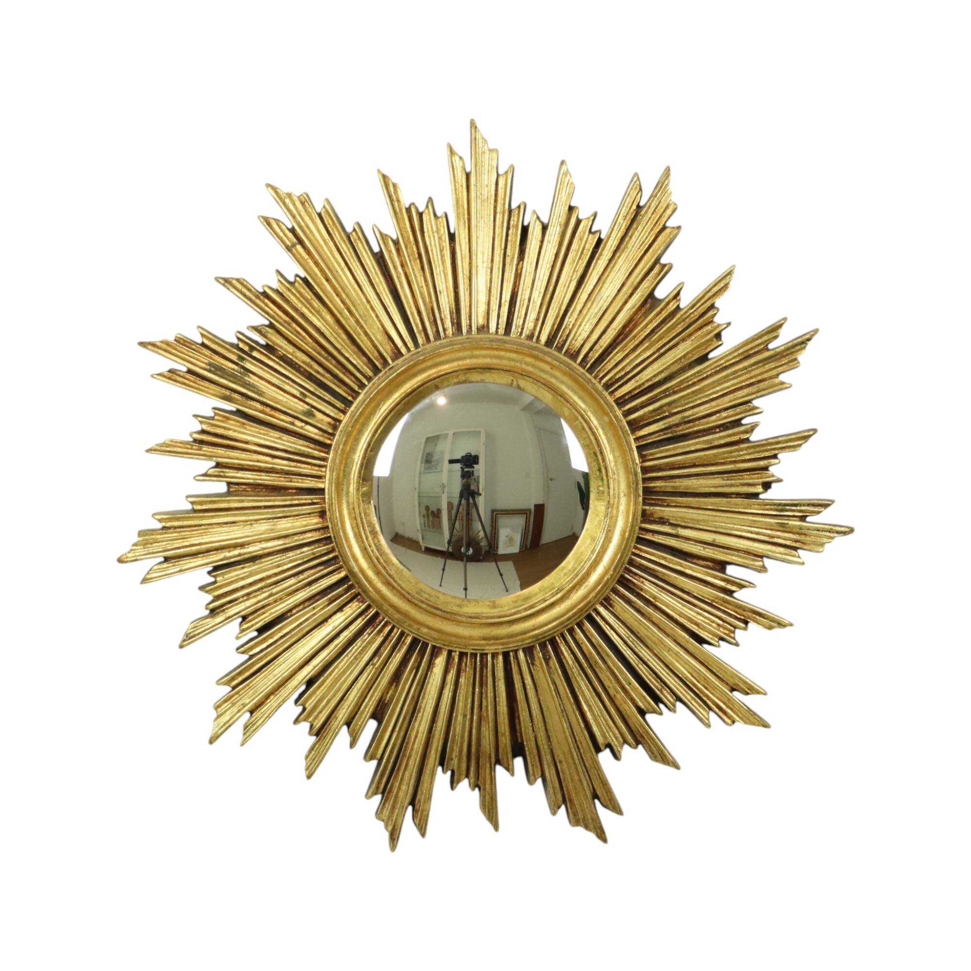 Vintage Sunburst Mirror Sun Mirror Gold Leaf Sixties 42cm