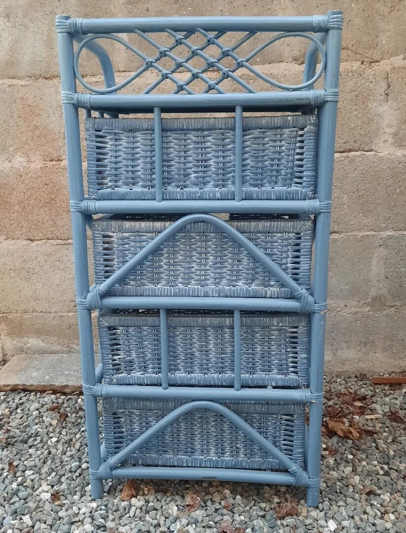 Meuble de 4 tiroirs en bambou et rotin