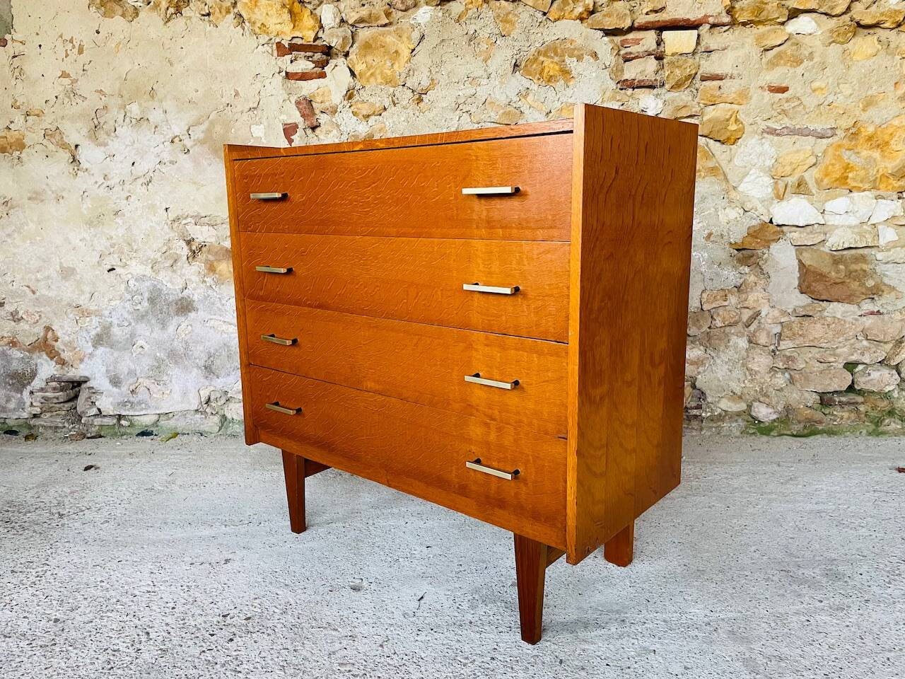 Vintage Scandinavian style oak chest of drawers circa 70's