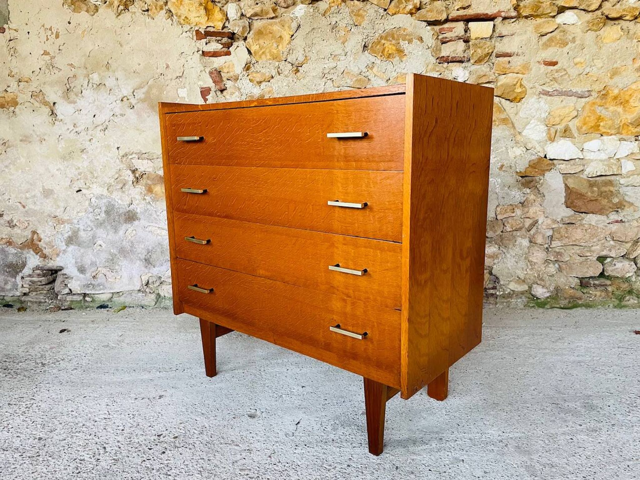 Vintage Scandinavian style oak chest of drawers circa 70's