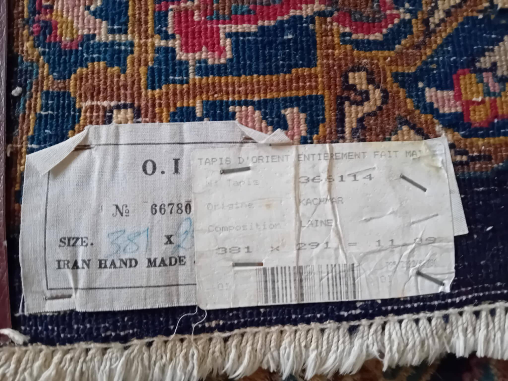 Handmade Persian Kashmar rug 381x291cm