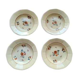 4 old hollow plates Digoin pink pattern