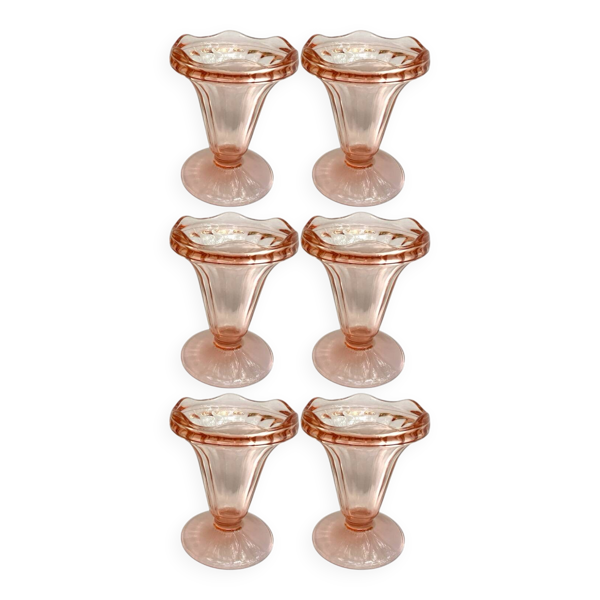 Lot de 6 coupes à glace Rosaline – Luminarc – Années 1970
