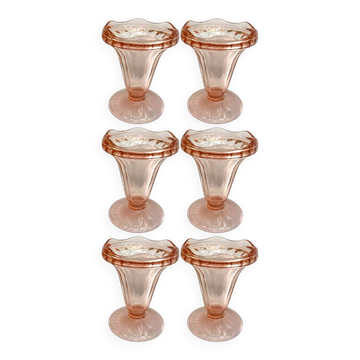 Set of 6 Rosaline ice cream cups – Luminarc – 1970s