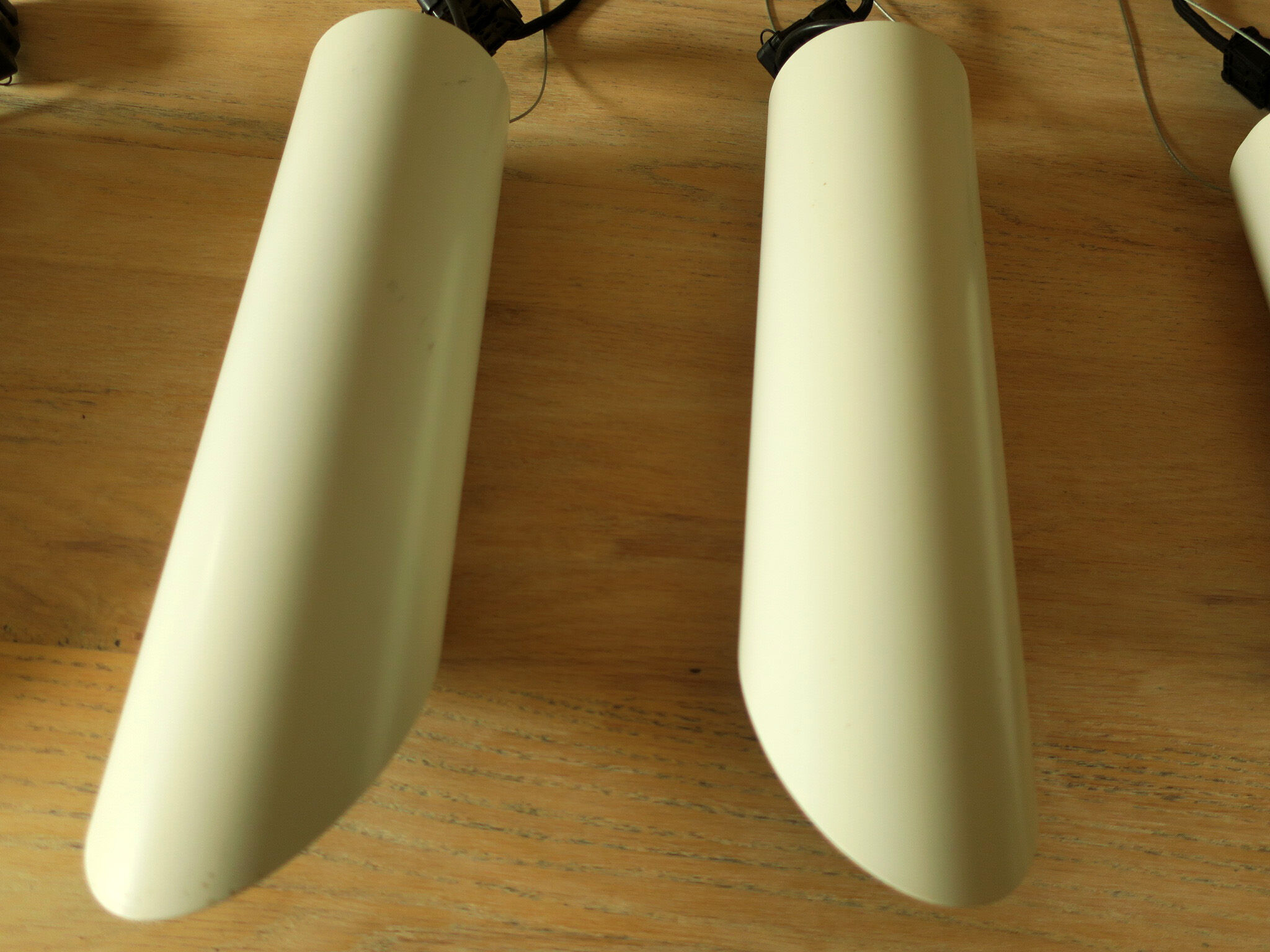 Set of 5 large cylindrical white and gold cinema pendants 1970s