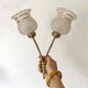 Set of 4 double wall lights in brass and frosted glass