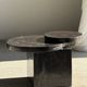 Brown petrified wood coffee table from Indonesia with a double circular top.