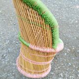 Armchair and stool set in bamboo and braided string