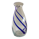 Vase en verre épais design moderniste liseré cobalt façon murano
